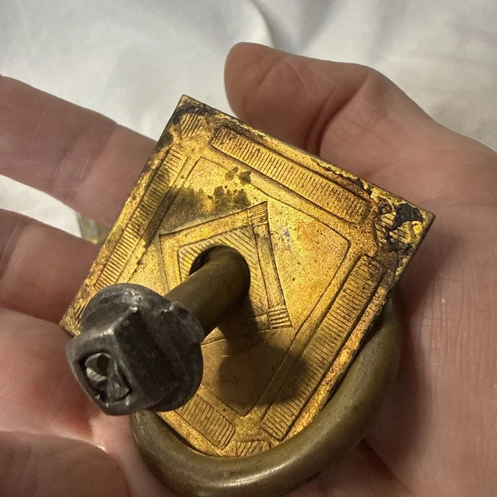 Vintage Lot Brass 6 Arts & Crafts drawer Square Ring pull Steampunk Boho Diamond